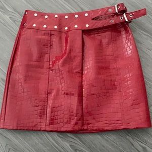 ASOS croc look red leather mini skirt - NEW w/tag